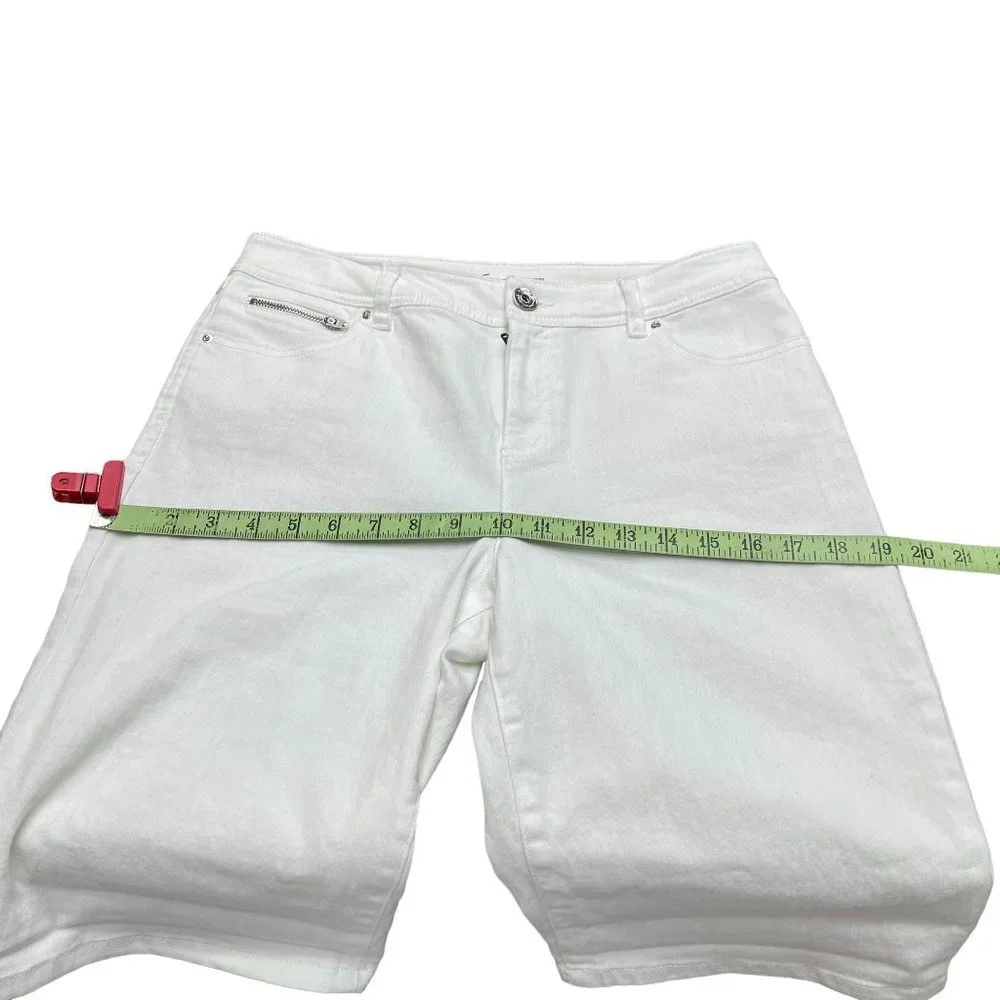 INC International Concepts Women’s White Mid-Rise Denim Bermuda Shorts - Picture 10 of 11
